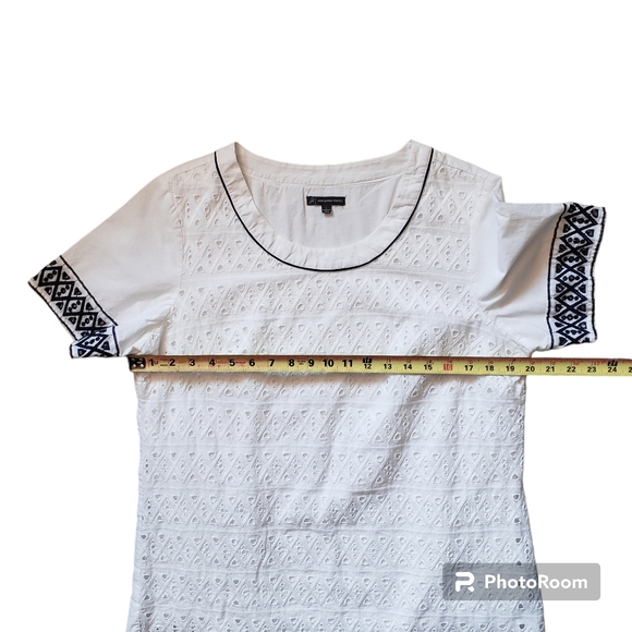 Adrianna papell womens woven office casual blouse geometic Embroidered size L - Picture 11 of 12